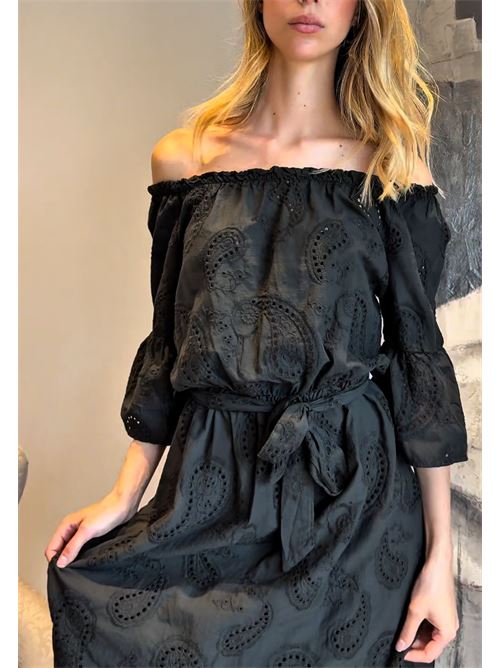 Abito in pizzo san gallo con scollo bardot DIECI MINUTI | FA929A93RQ21Q3